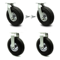 Service Caster 10 Inch Black Pneumatic Wheel Caster Swivel with Swivel Locks and 2 Rigid, 2PK SCC-100S3504-PNB-BSL-2-R-2